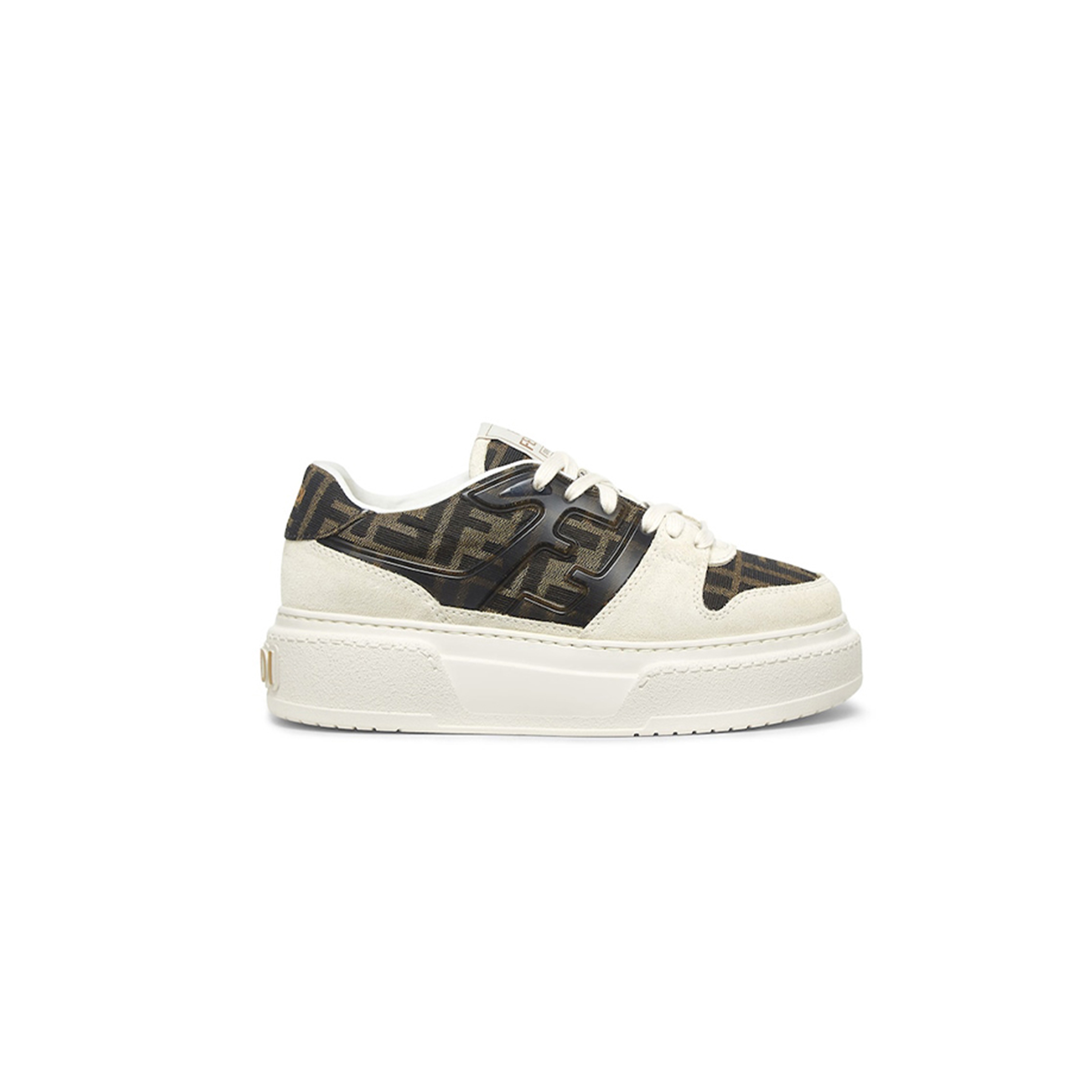 FENDI MATCH CANVAS AND WHITE SUEDE PLATFORM LOW-TOPS 8E8572AQ6IF1PYW